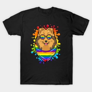 Rainbow Pride Painted Shetland Sheepdog LGBT Dog T-Shirt